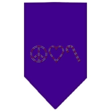 UNCONDITIONAL LOVE Peace Love Candy Cane Rhinestone Bandana Purple Small UN759659